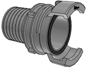 [GU-C-200-AL-51] Demi raccord symétrique avec verrou cannelé Ø 51 mm Alu 2" DN50