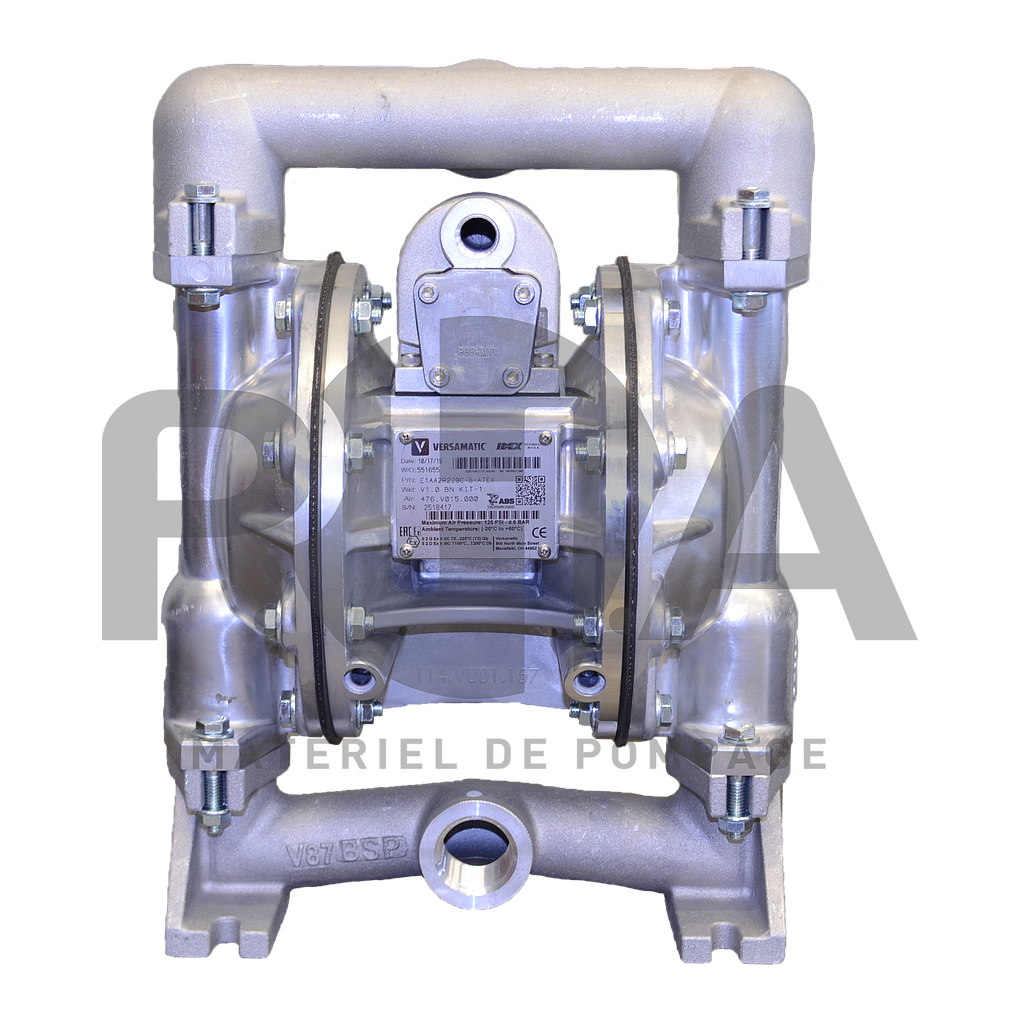 [E1AA2R229C-B-ATEX] Versamatic | Pompe pneumatique à membranes type E1 | Ref E1AA2R229C-B-ATEX | P.H.A
